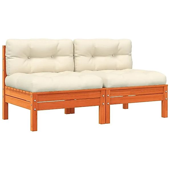 vidaXL Gartensofa ohne Armlehnen mit Kissen 2 Stk Wachsbraun Kiefer 838162 günstig online kaufen