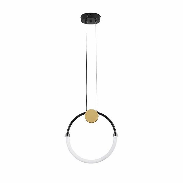LED-Hängelampe Briana, Ø 30 cm, schwarz/goldfarben, Metall günstig online kaufen