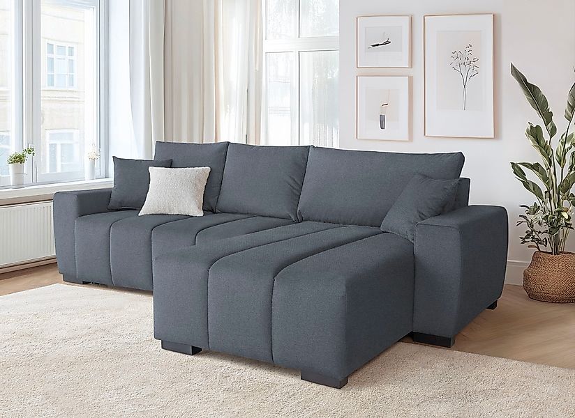 Home affaire Ecksofa "L-Form Bello" mit Bettfunktion, Bettkasten, Frei im R günstig online kaufen