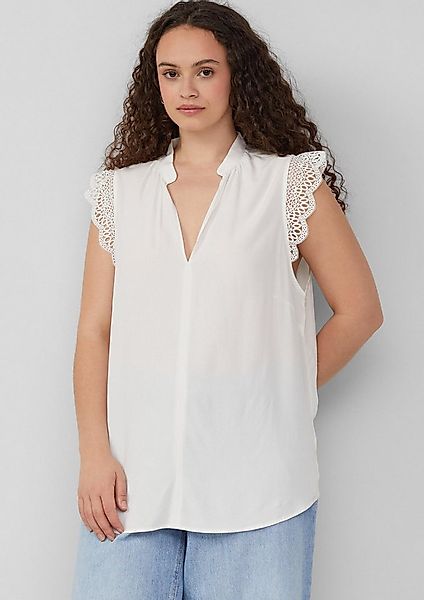 QS Blusentop Bluse Blusentop mit Spitzendetail günstig online kaufen