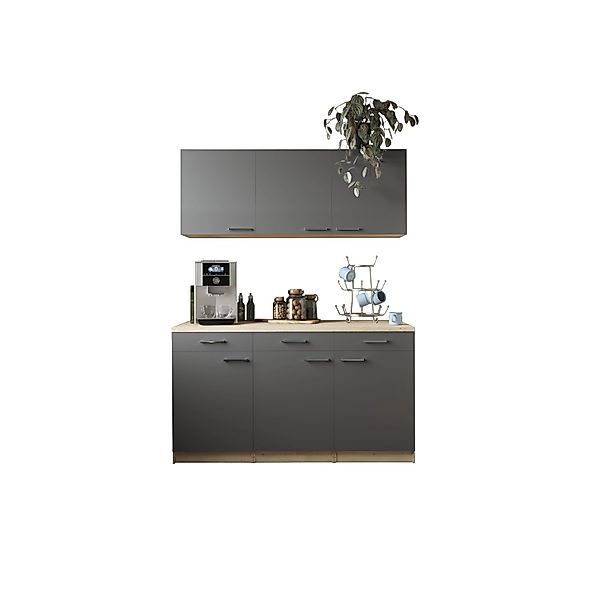 Respekta Küchenmöbel-Set 12 Merle 150 cm Grau günstig online kaufen