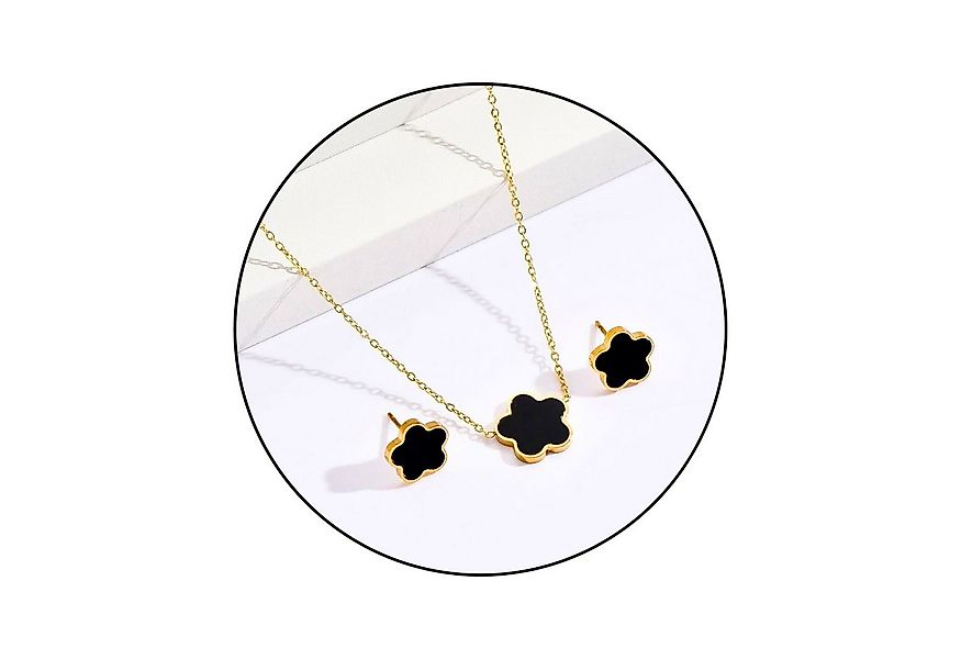 GOLDKLEIN Schmuckset Blumen Edelstahl Ohrringe Halskette Set Perlmutt (2-tl günstig online kaufen