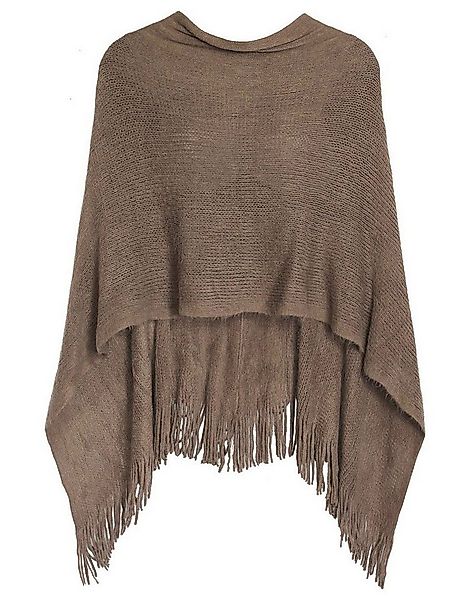 dy_mode Strickponcho Damen Strickponcho mit Fransen Feinstrick Cape/Überwur günstig online kaufen
