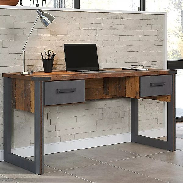 Büro Schreibtisch mit 2 Schubladen in Old Wood Nb. mit Matera Nb. PESCARA-1 günstig online kaufen
