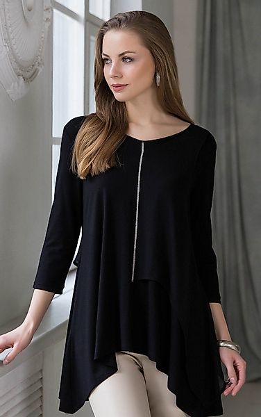 Passioni Longtunika in Schwarz, mit Glitzerstreifen günstig online kaufen
