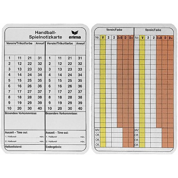 Erima Schiedsrichtertrikot Spielnotizkarten Handball günstig online kaufen