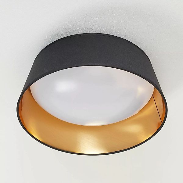 Schwarz-goldene Textil-Deckenlampe Ponts m. LEDs günstig online kaufen