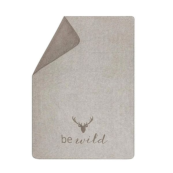 Fussenegger nachhaltige Wohndecke be wild Hirschkopf schlamm 150x200 günstig online kaufen