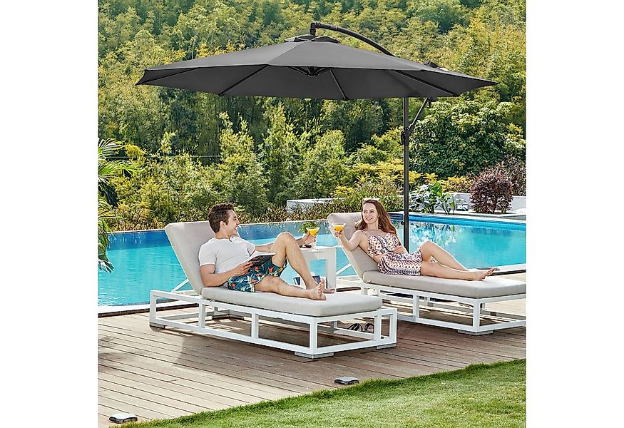 SONGMICS Sonnenschirm, Ø 300 cm,UV-Schutz UPF 50+,mit Kurbel,mit Ständer günstig online kaufen