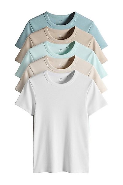 The Set T-Shirt The Set gerippte Kurzarm-T-Shirts, 5er-Pack (5-tlg) günstig online kaufen