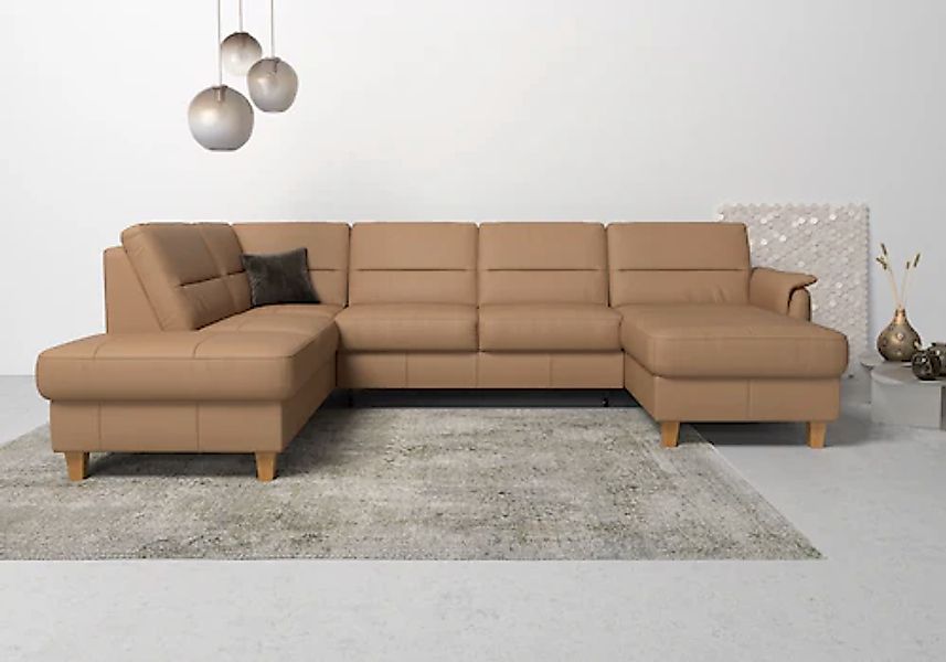 Home affaire Wohnlandschaft »Palmera U-Form, B: 308 cm« optional Bettfunkti günstig online kaufen