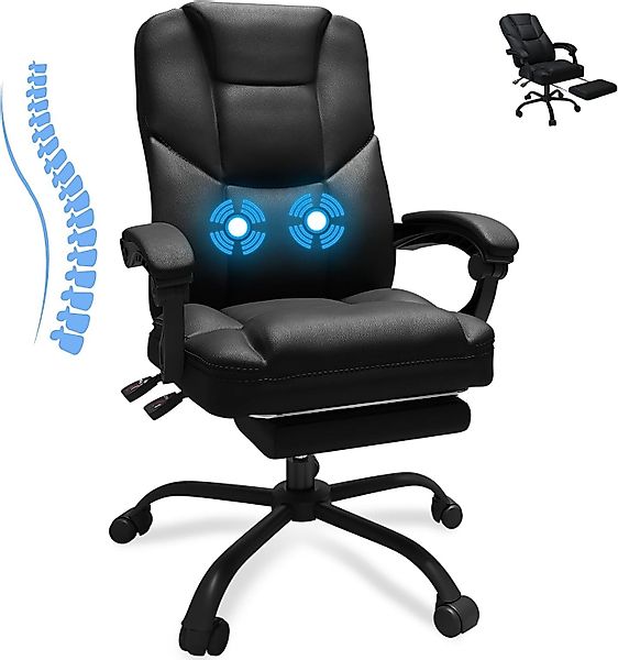 HOMALL Bürostuhl Ergonomischer Bürostuhl mit Massagefunktion,PU-Leder-Liege günstig online kaufen