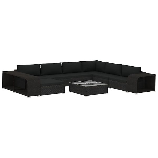 vidaXL 10-Tlg Garten-Lounge-Set mit Auflagen Poly Rattan Schwarz 46817 günstig online kaufen