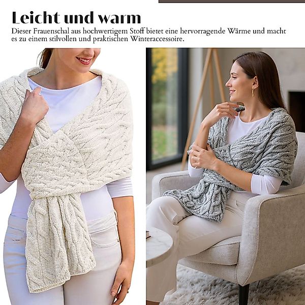 Refttenw Poncho Damen Strickschal,Winter Schal,mit Zopfmuster günstig online kaufen