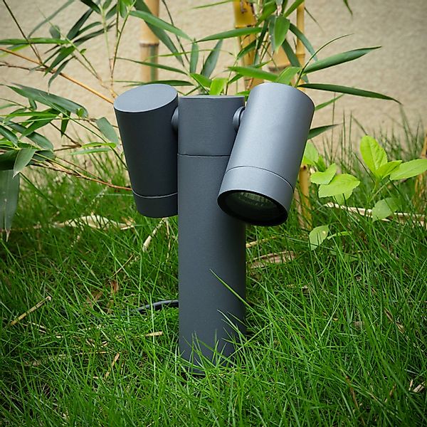 Prios Erdspießstrahler Tulimar, 40 cm, anthrazit, 2-flammig günstig online kaufen