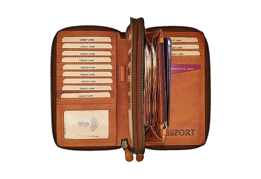 Benthill Geldbörse Echt Leder XXL RFID Große Reisebrieftasche Portemonnaie günstig online kaufen