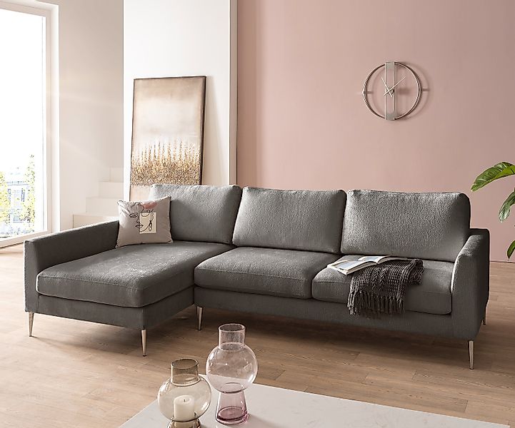 Ecksofa Marla 285x140 cm Chenille Taupe Recamiere links günstig online kaufen