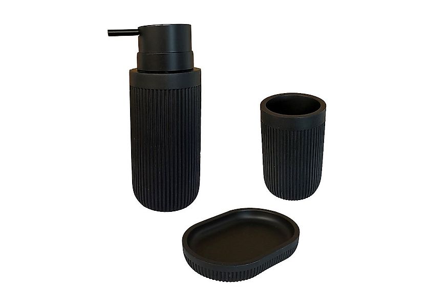relaxdays Badaccessoire-Set Bad Accessoires 3-teilig, schwarz günstig online kaufen