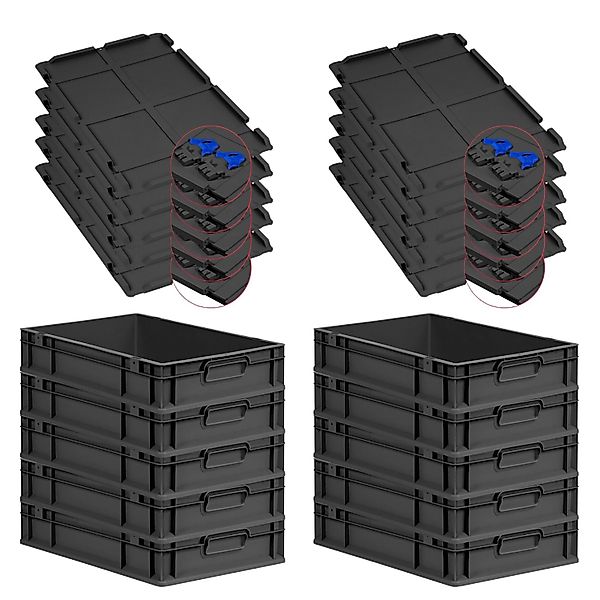 PROREGAL SuperSparSet 10x Eurobox Nextgen Grip Mit Scharnierdeckel Und Blau günstig online kaufen