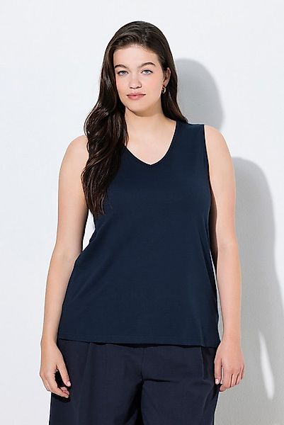 Ulla Popken Longtop Top Classic V-Ausschnitt ärmellos Biobaumwolle günstig online kaufen