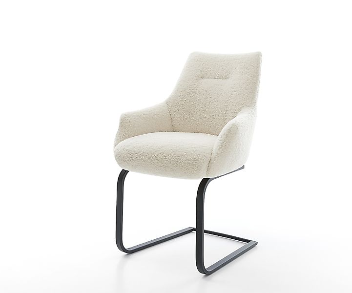 Freischwinger Alja-Flex mit Armlehnen Teddystoff Beige Freischwinger flach günstig online kaufen