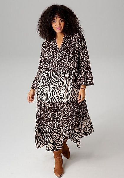 Aniston PLUS Midikleid im extravaganten Animal-Zebra-Printmix günstig online kaufen