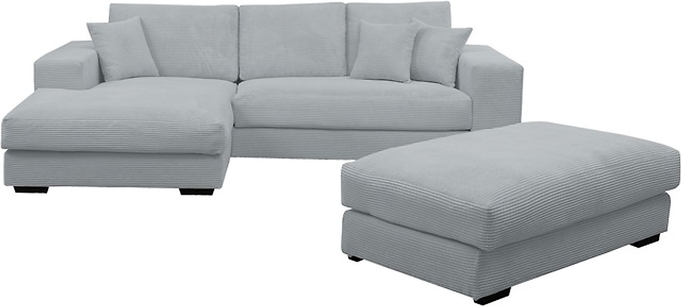 WERK2 Polstergarnitur »Eden L-Form + Hocker. Mega Couch Breite 286cm, Cord« günstig online kaufen