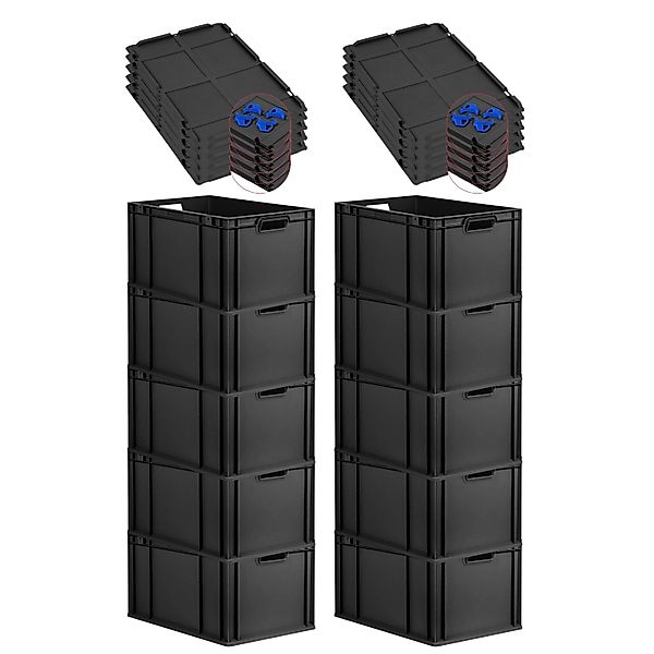 PROREGAL SparSet 10x Eurobox Nextgen Grip Mit Auflagedeckel Und Blauen Vers günstig online kaufen