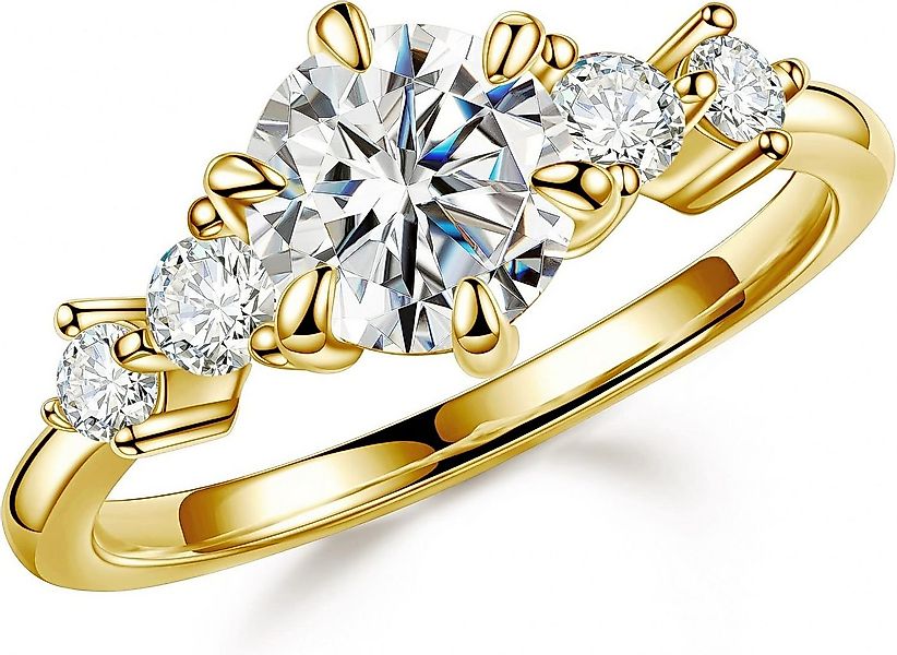 Jumpeak Diamantring Damenring, 585 reines Gold Ring, 1.2CT Labor kultiviert günstig online kaufen