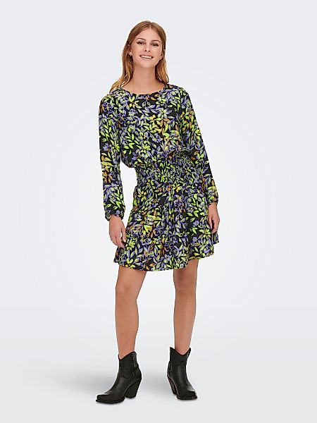 ONLY Printed Smock Long Sleeved Dress Damen Schwarz günstig online kaufen