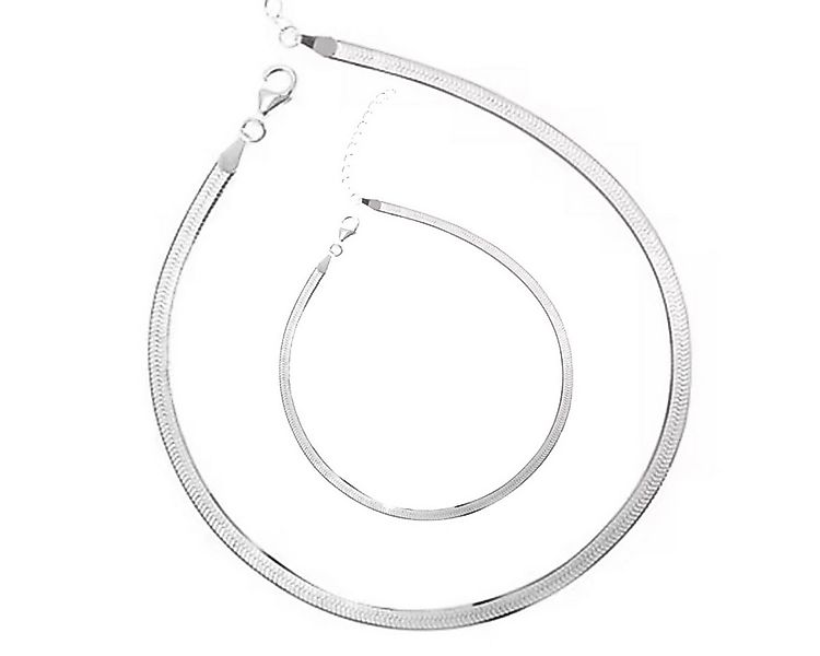 ELLAWIL Ketten und Armband Set Halskette Schmuck Schlangenkette Silber Kett günstig online kaufen