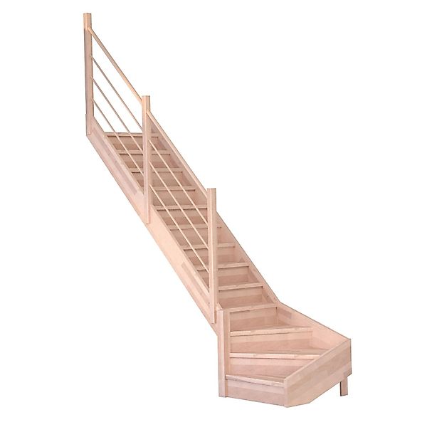 Treppe Mykonos Pro Buche Gewendelt L 90 cm Setzstufen Holz-Design-Geländer günstig online kaufen