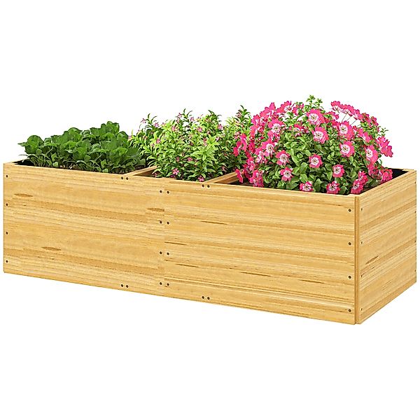 Outsunny Hochbeet aus Holz, Pflanzbeet Frühbeet mit 3 Pflanzzonen, Gartenbe günstig online kaufen