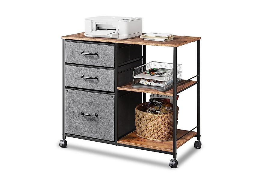 DEVAISE Aktenschrank Rollcontainer mit 3 Schubladen & 2 Ablagen, Mobiler Ak günstig online kaufen