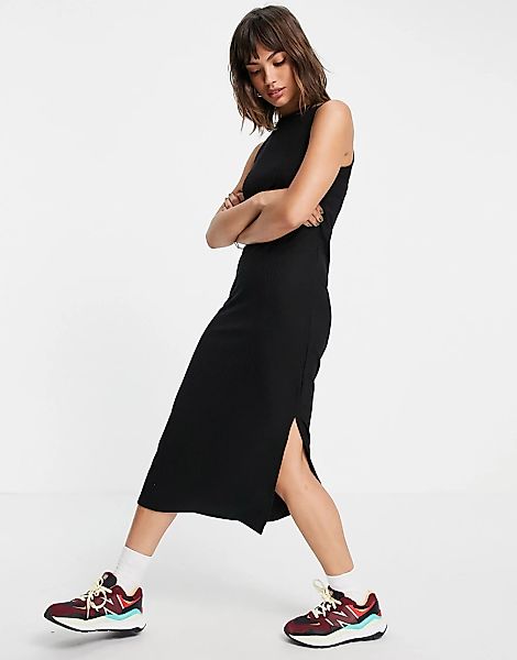 Vero Moda – Ärmelloses Midi-T-Shirt-Kleid in Schwarz günstig online kaufen