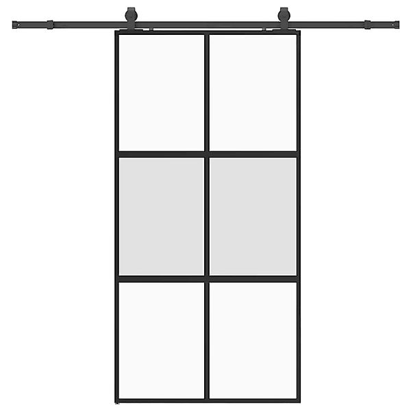vidaXL Schiebetür mit Beschlag Schwarz 102,5x205 cm Hartglas 3375965 günstig online kaufen