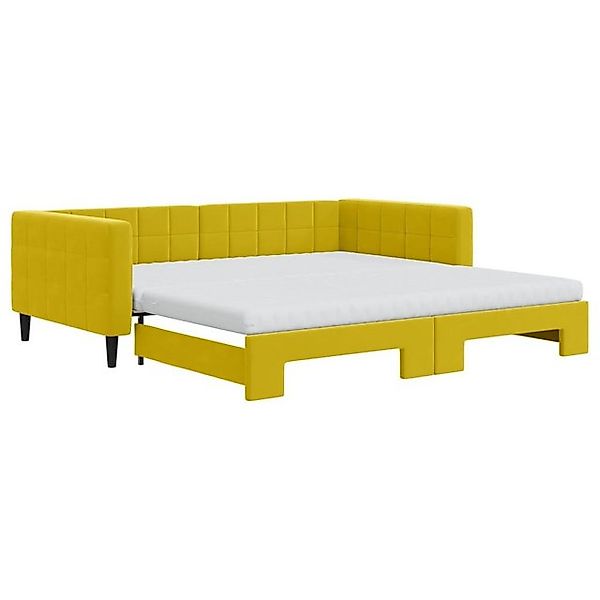 vidaXL Ausziehbett, Tagesbett Ausziehbar mit Matratzen Gelb 100x200 cm Samt günstig online kaufen