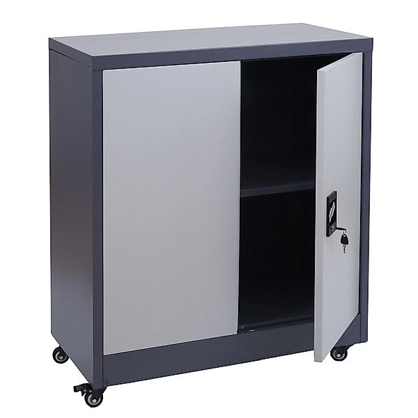 Proregal Aktenschrank Rollbar HxBxT 98x80x40 cm 2 Türen Abschließbar Stahl günstig online kaufen
