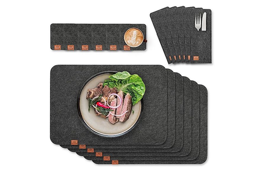 VanHenry Platzset Filz Tischsets 18er Set Abwaschbare Untersetzer & Besteck günstig online kaufen