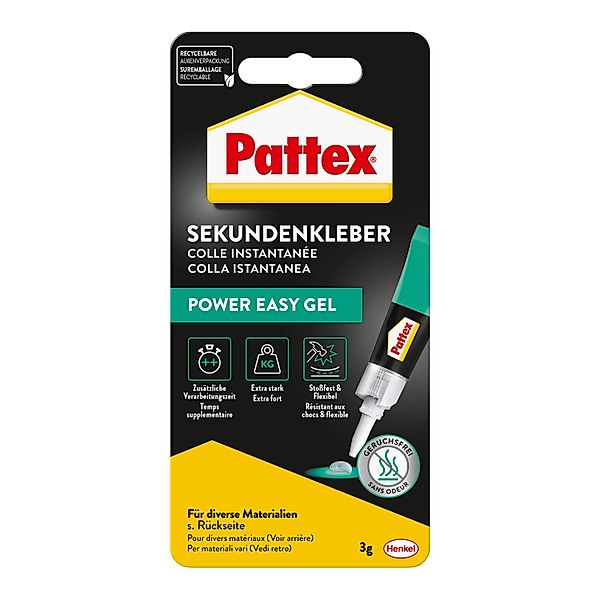 Pattex Sekundenkleber Power Easy Gel 3 g Tube Klar & Farblos günstig online kaufen