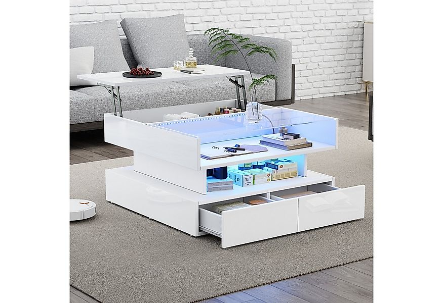 MODFU Couchtisch mit hydraulischer Hebetechnologie und LED-Beleuchtung (Woh günstig online kaufen