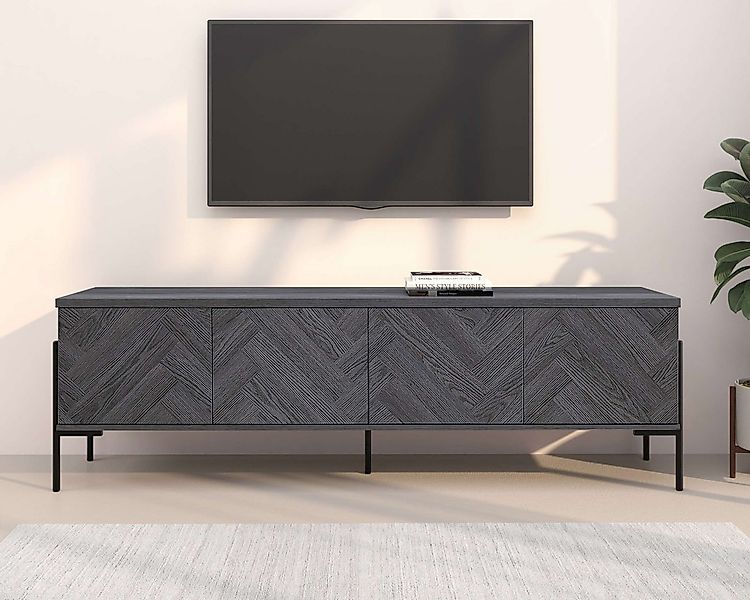 OTTO home Lowboard Eadwine, TV-Kommode, Push-to-open, Türen mit Fischgräten günstig online kaufen