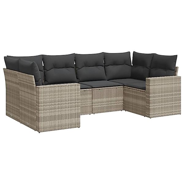 vidaXL 6-Tlg Garten-Sofagarnitur mit Kissen Hellgrau Poly Rattan 3219372 günstig online kaufen