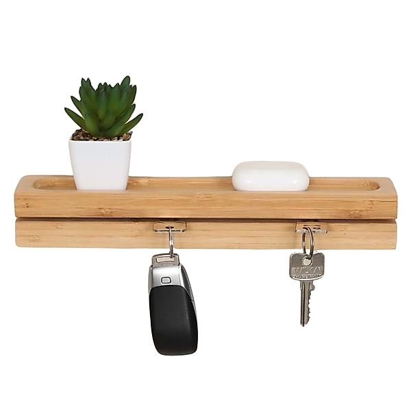 Schlüsselbrett Schlüsselboard Ablage 29,5x6x4,5 Bambus Holz günstig online kaufen