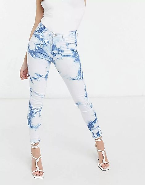 I Saw It First – Weiße, eng geschnittene Jeans in Batikoptik günstig online kaufen