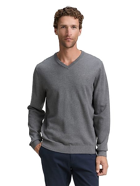 TOM TAILOR V-Ausschnitt-Pullover mit kleiner Logo-Stickerei günstig online kaufen