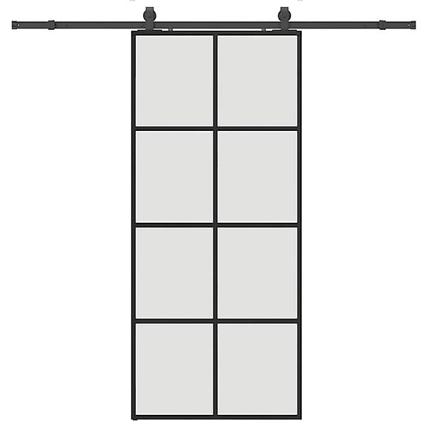 vidaXL Schiebetür mit Beschlag Schwarz 90x205 cm ESG-Glas 3375945 günstig online kaufen