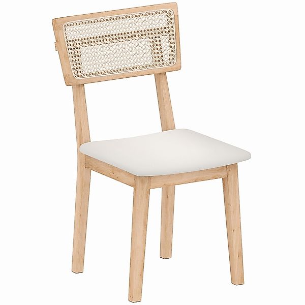 HOMCOM Esszimmerstuhl Küchenstuhl mit Rattan-Rückenlehne, Polsterstuhl günstig online kaufen