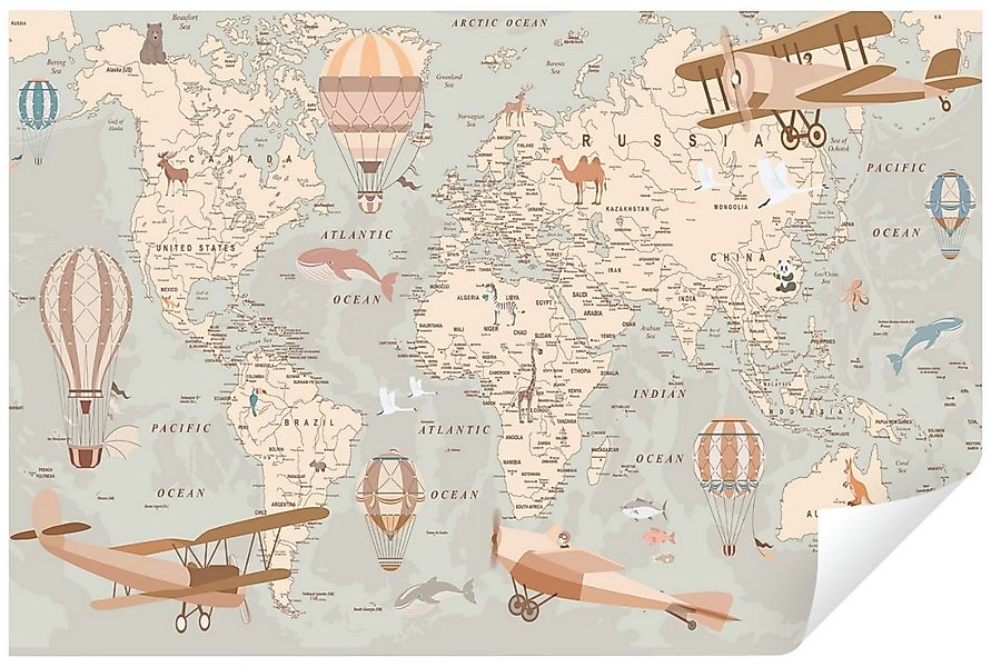 Wallarena Fototapete Kinderzimmer Weltkarte Karte Mädchen Jungen Vlies Tape günstig online kaufen