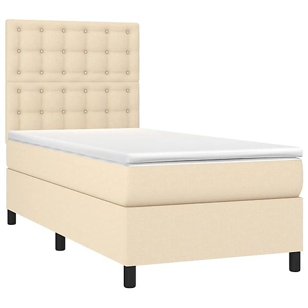 vidaXL Boxspringbett mit Matratze & LED Creme 90x190 cm Stoff 3135162 günstig online kaufen